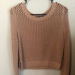 Taupe crocheted long sleeve top